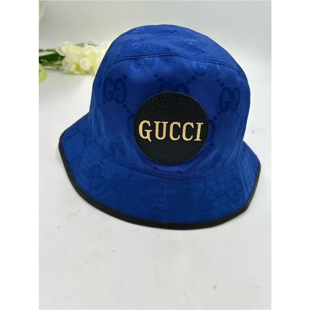 Gucci blue monogram off the grid bucket hat size medium, made in Italy